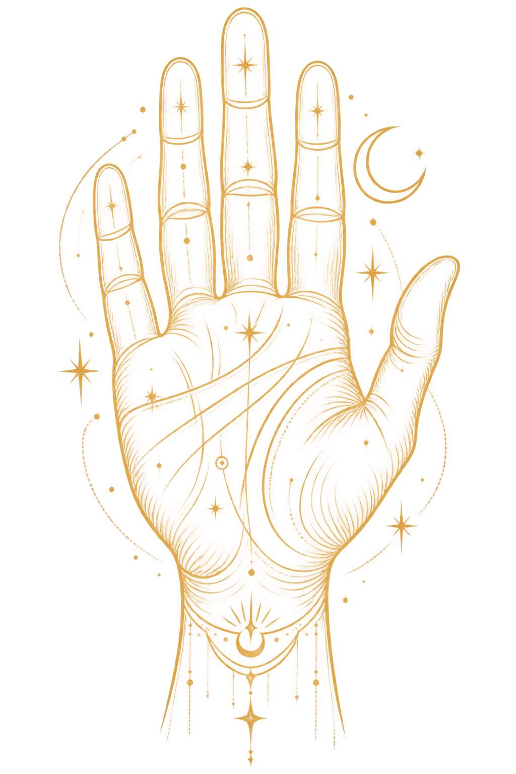 A palm marked with palmistry lines